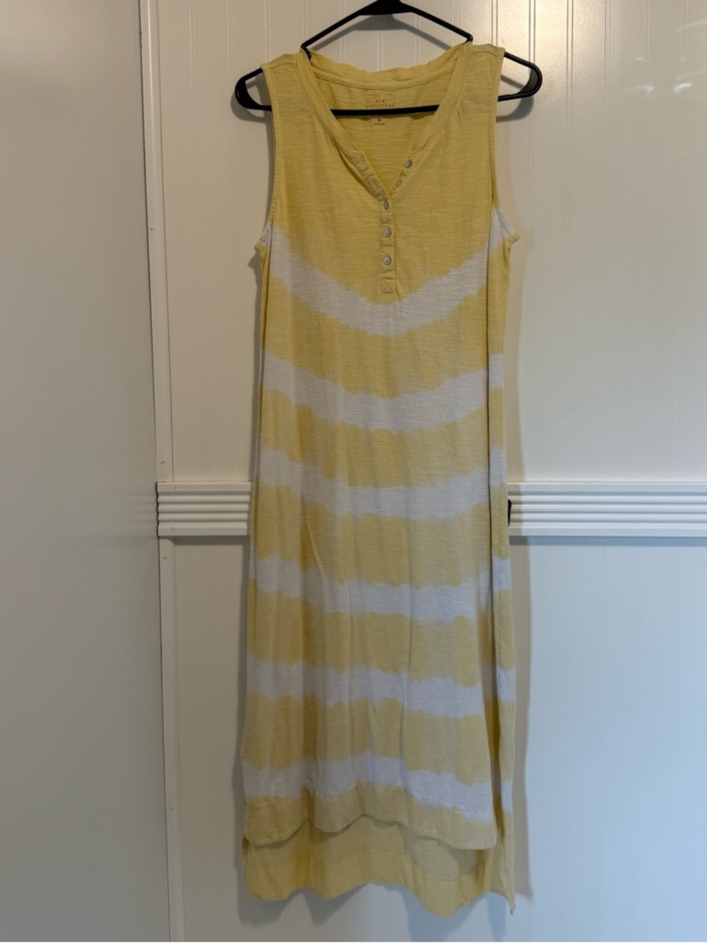 Chic new directions Yellow and White Striped v neck Maxi Dress